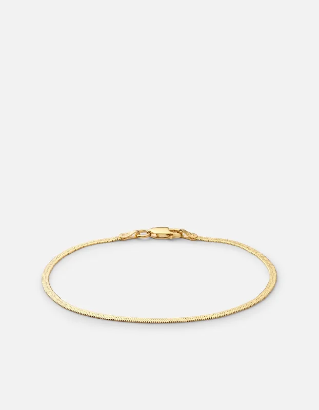 1.7mm Herringbone Bracelet, Gold Vermeil