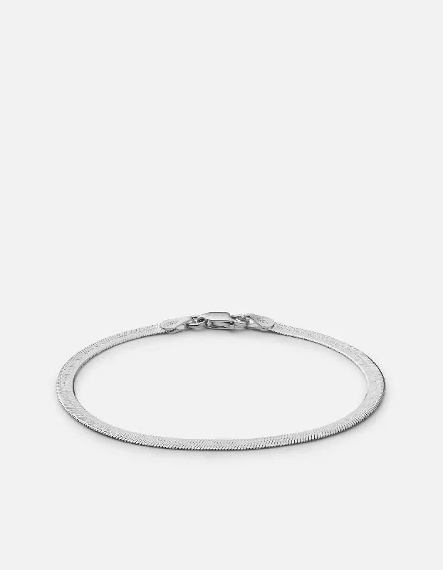 3mm Herringbone Bracelet, Sterling Silver