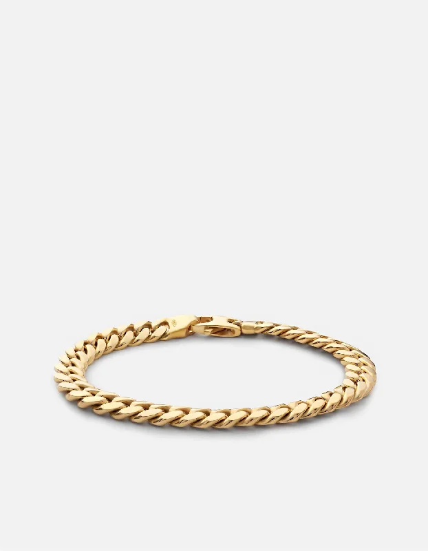 6.5mm Cuban Chain Bracelet, Gold Vermeil