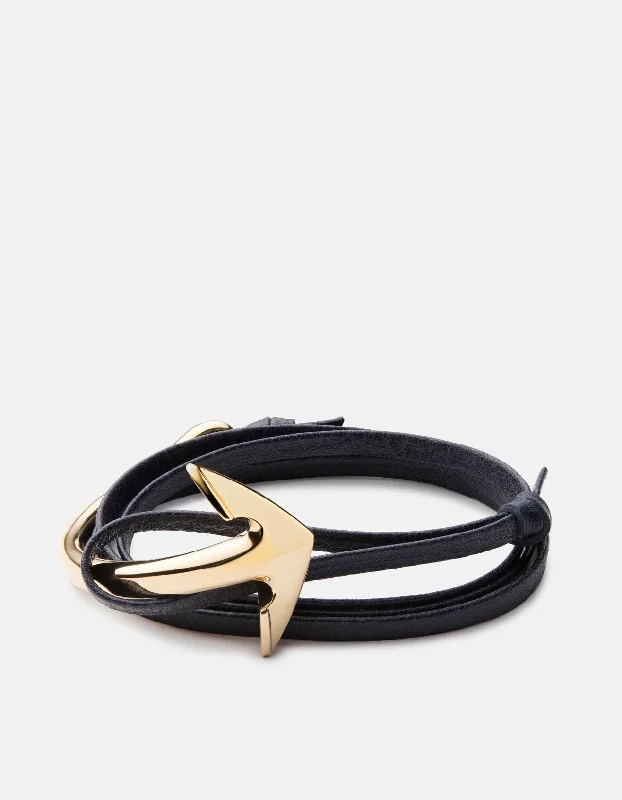 Anchor Half-Cuff Leather, Gold