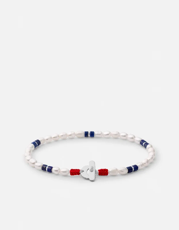 Cash Lapis Pearl Bracelet, Sterling Silver