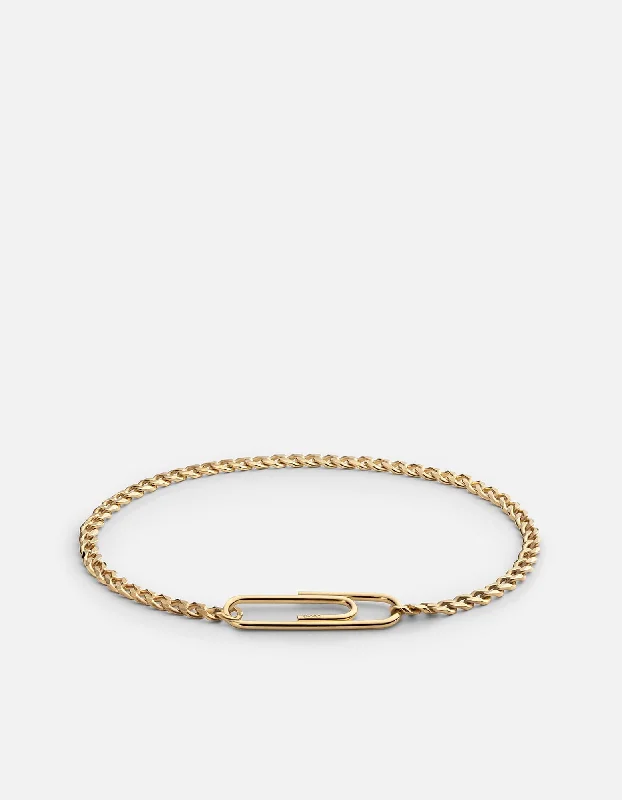 Cuban Link Paper Clip Bracelet, Gold Vermeil