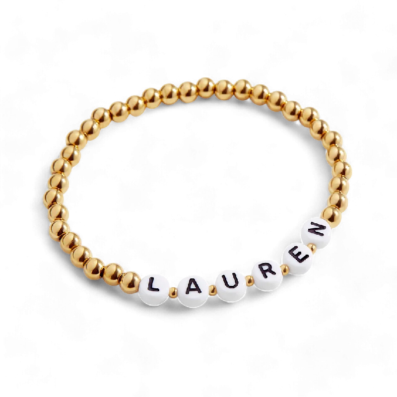 Custom Gold Beaded Name Bracelet