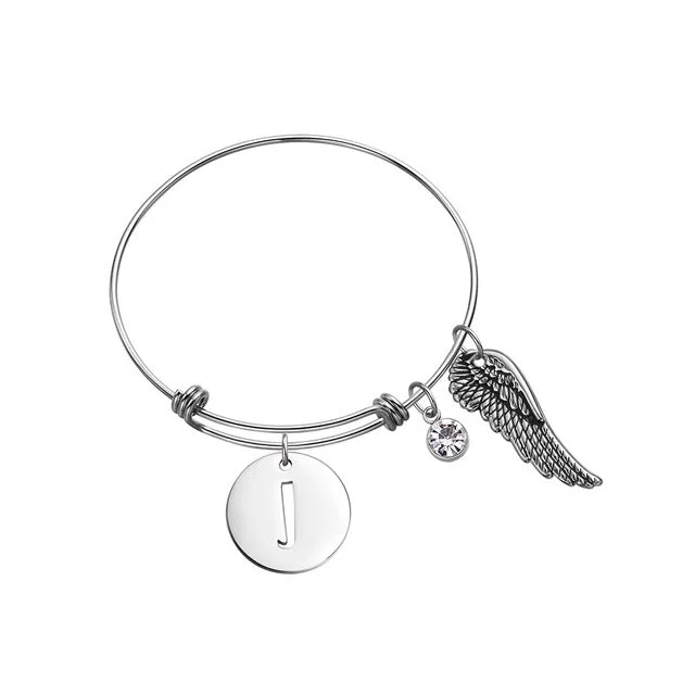 Custom Initial Guardian Angel's Wing Bracelet