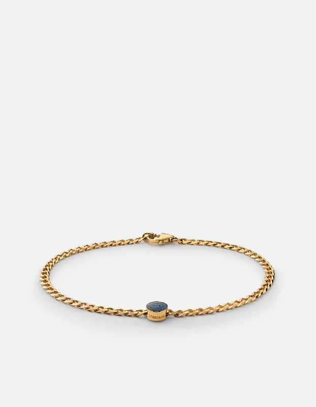 Eye of Time Type Chain Bracelet, Gold Vermeil/Blue