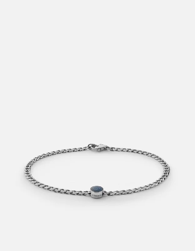 Eye of Time Type Chain Bracelet, Sterling Silver/Blue