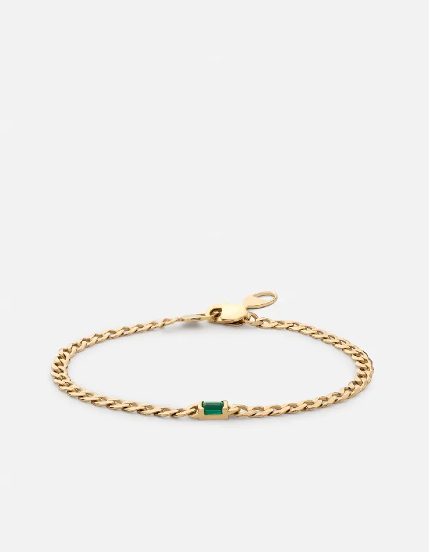 Lyra Emerald Chain Bracelet, Gold Vermeil