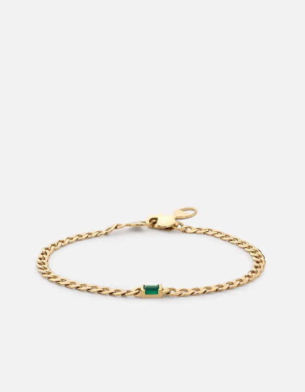 Lyra Chalcedony Chain Bracelet, Gold Vermeil