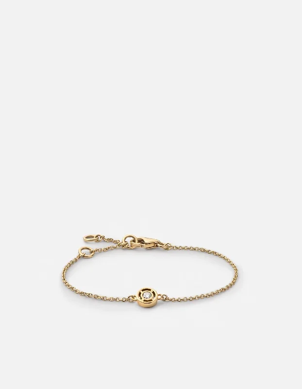 Mini Luna Bracelet, 14k Gold/Diamond