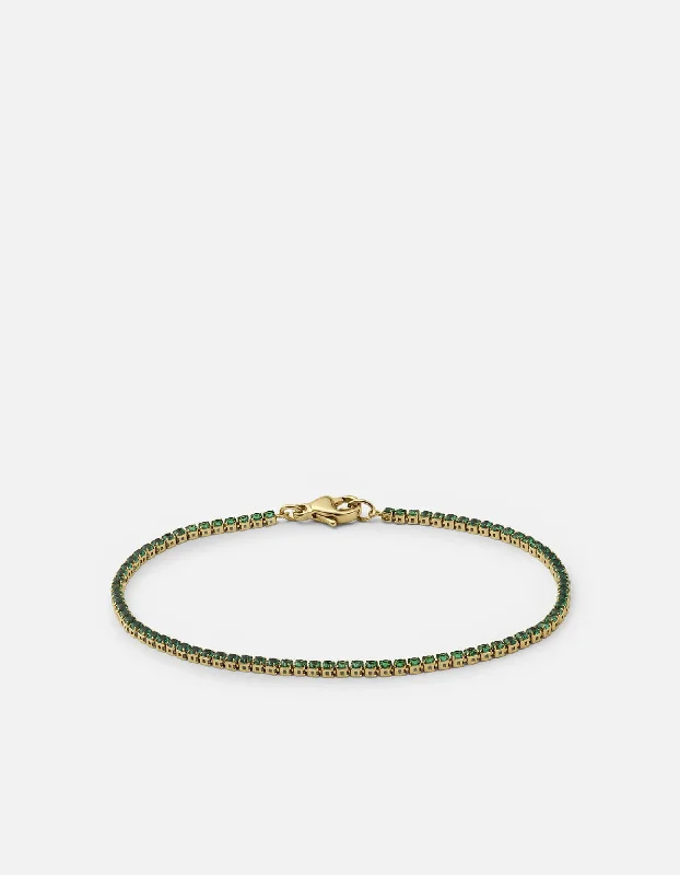 Mirai Micro Tennis Bracelet, Gold Vermeil/Emeralds