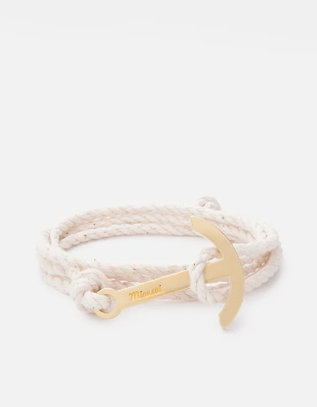 Modern Anchor on Rope Bracelet, Brass