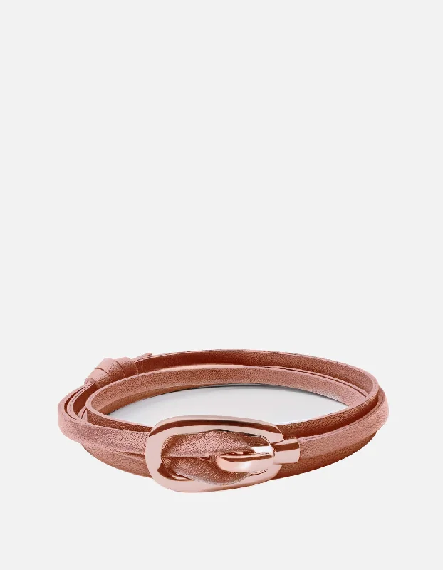 New Gamle Leather Bracelet, Rose Plated