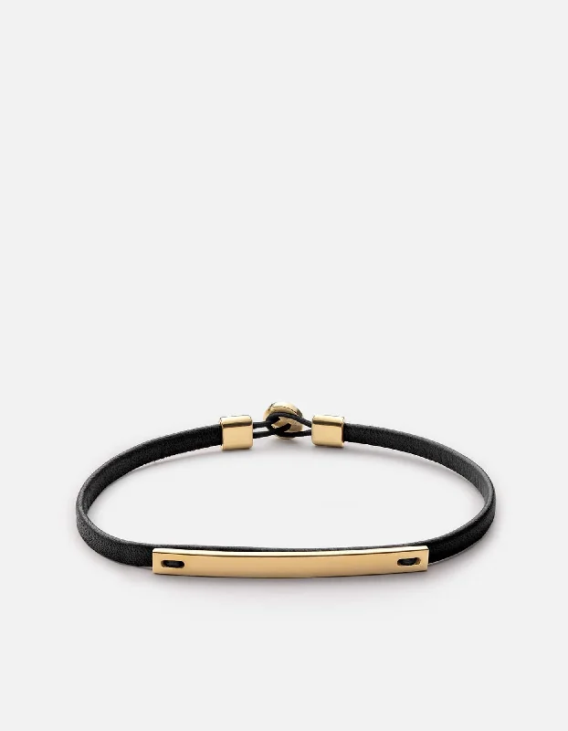 Nexus ID Leather Bracelet, Gold Vermeil