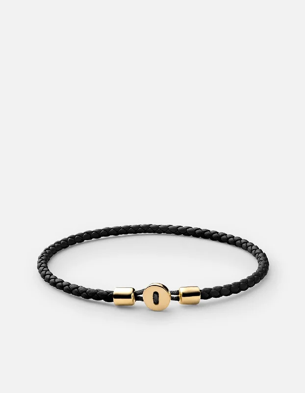 Nexus Leather Bracelet, Gold Vermeil