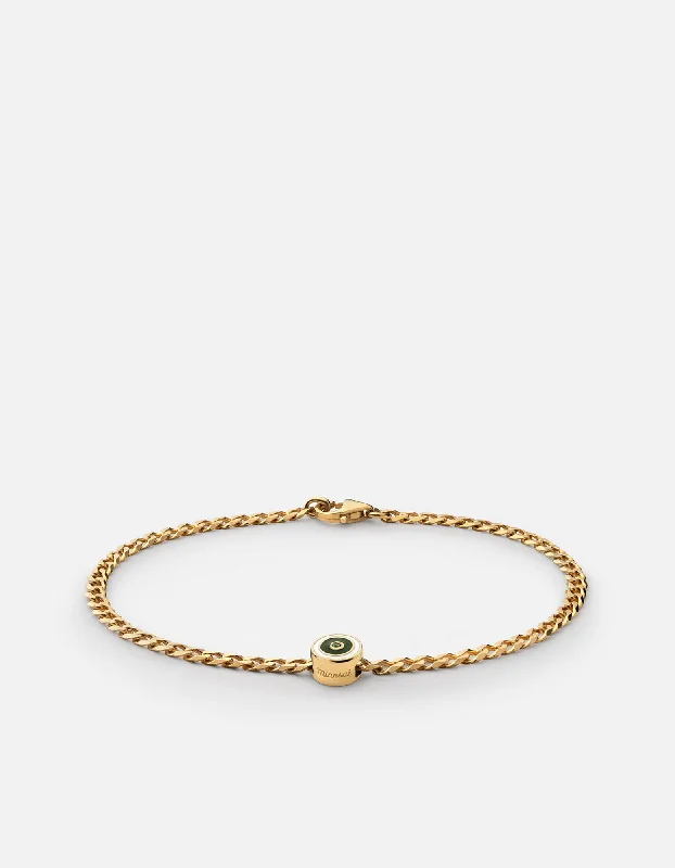 Opus Chalcedony Type Chain Bracelet, Gold Vermeil/Green