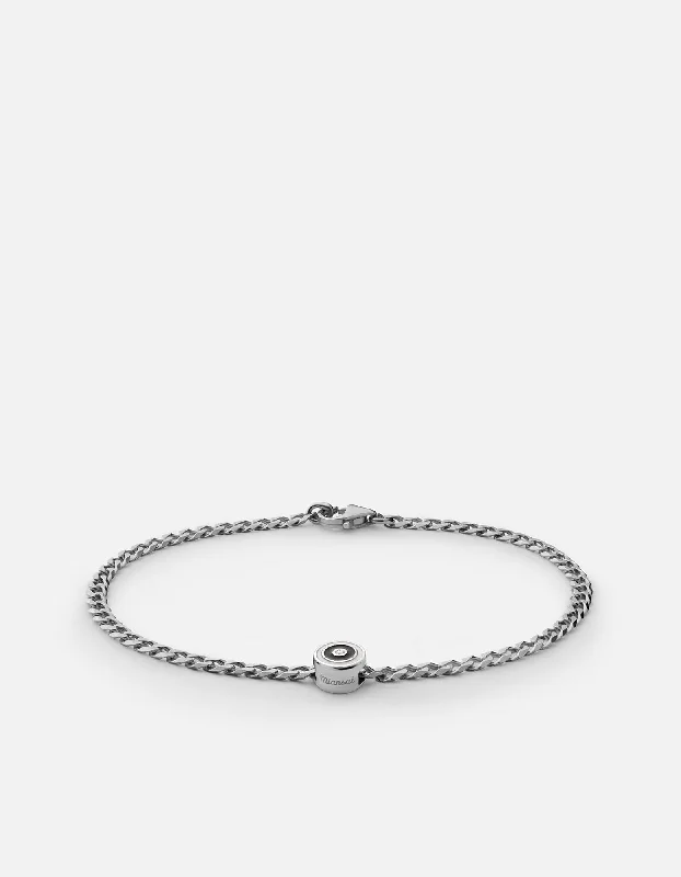 Opus Sapphire Type Chain Bracelet, Sterling Silver/Black