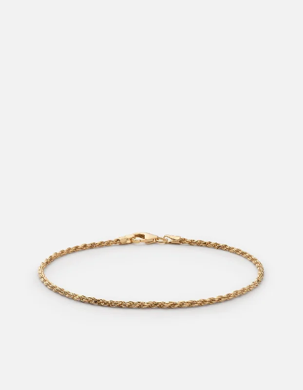 1.8mm Rope Chain Bracelet, Gold Vermeil