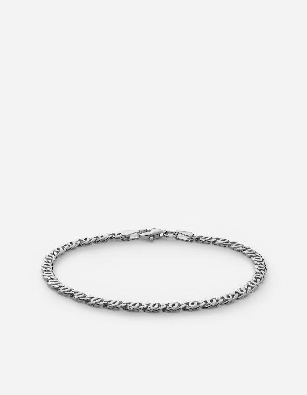 Track Chain Bracelet, Sterling Silver