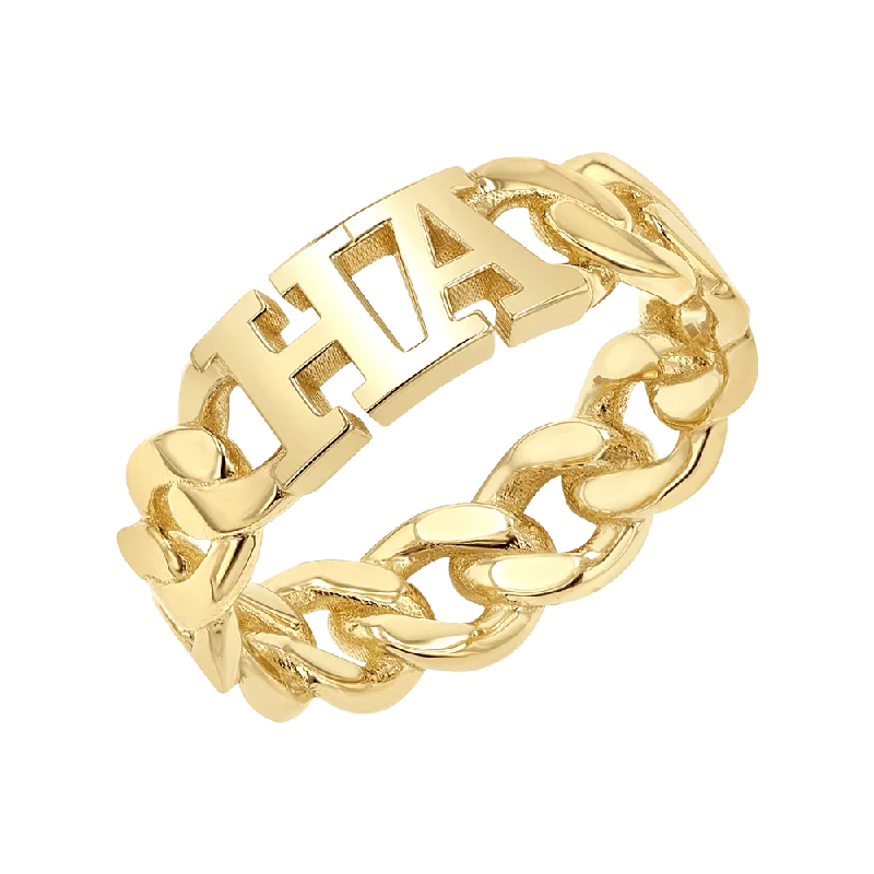 Cuban Link Custom Initial Ring