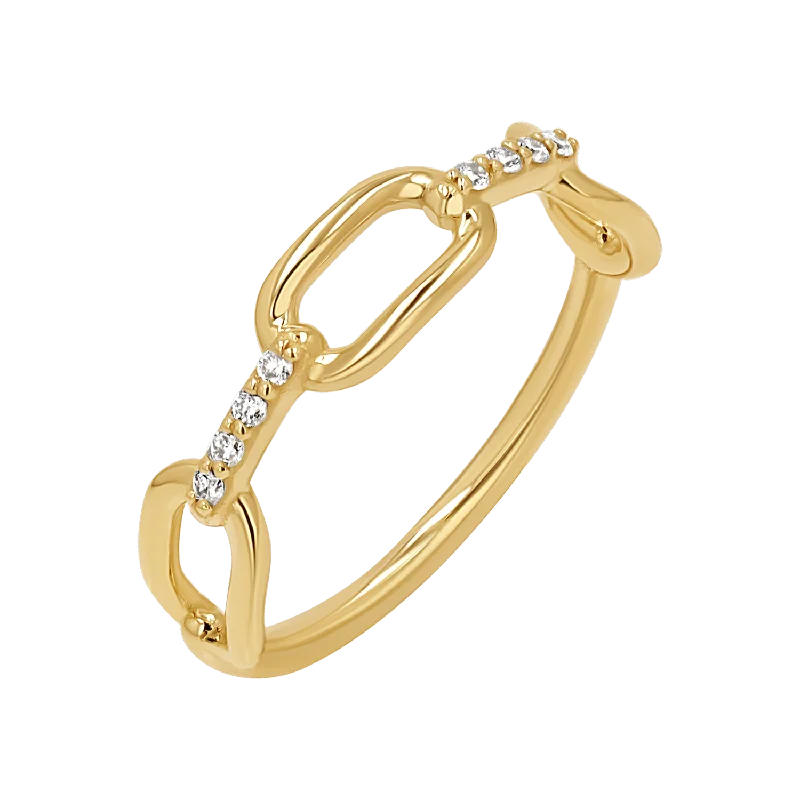 Diamond Bar Paper Clip Link Ring