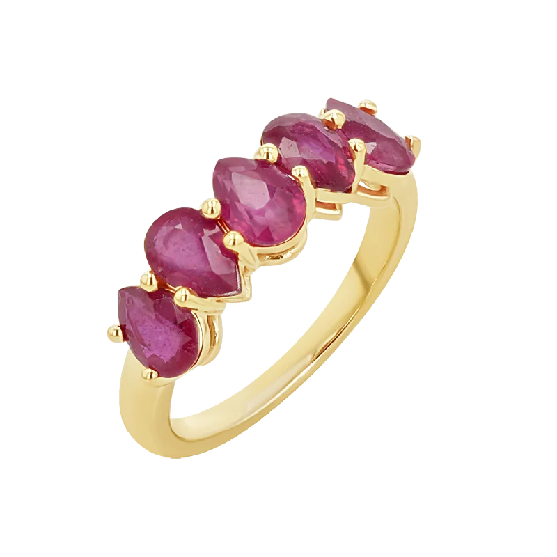 Pear Shape Ruby Half Eternity