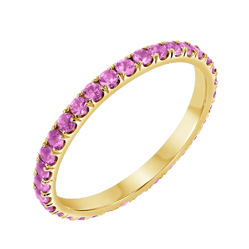 Pink Sapphire U Pave Band