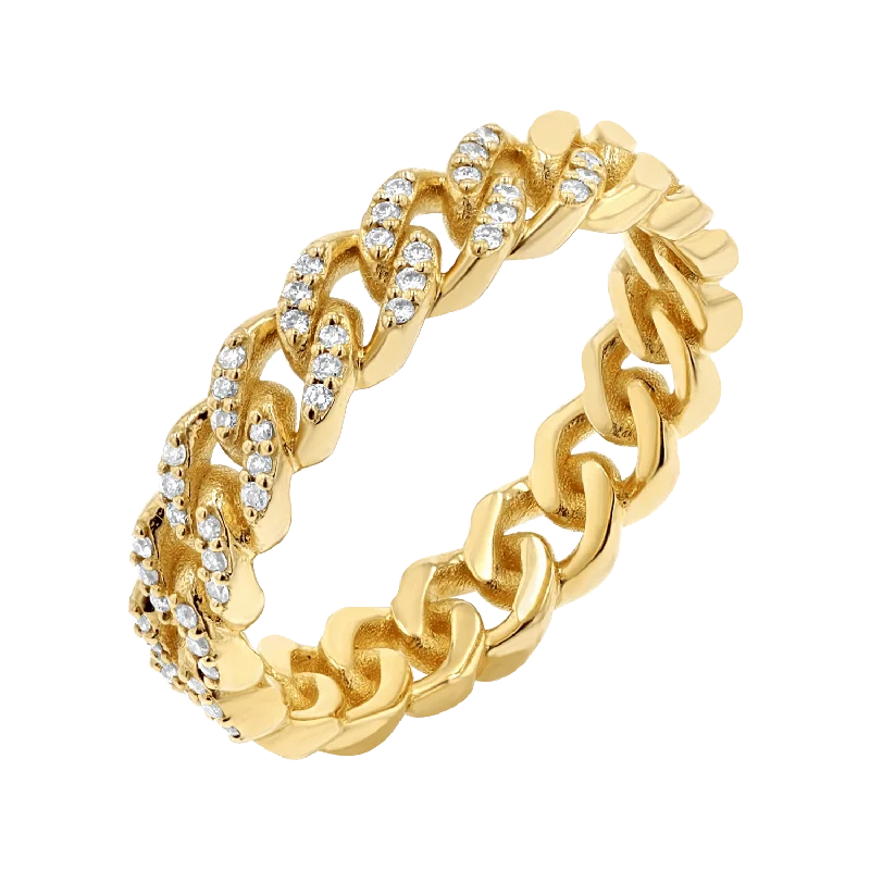 Diamond Pave Cuban Link Ring