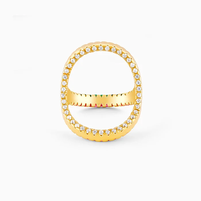 Golden Three-way Statement Ring