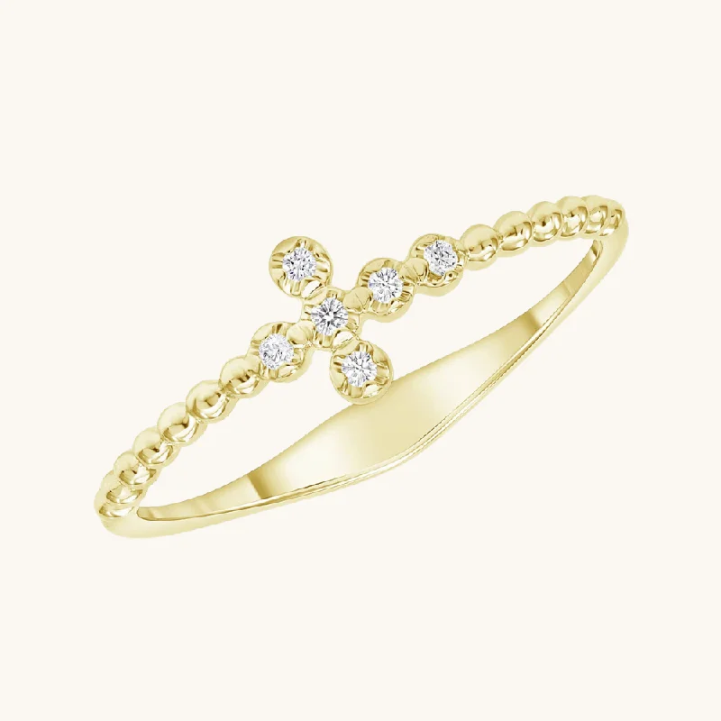 Mini Diamond Bubble Cross Ring