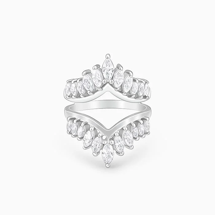 Silver Layered Zirconia Statement Ring