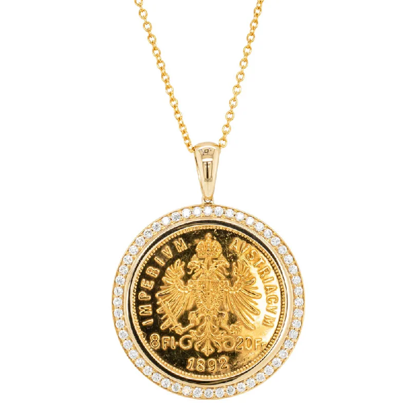 14ct Yellow Gold .43ct Diamond Austrian Coin Pendant