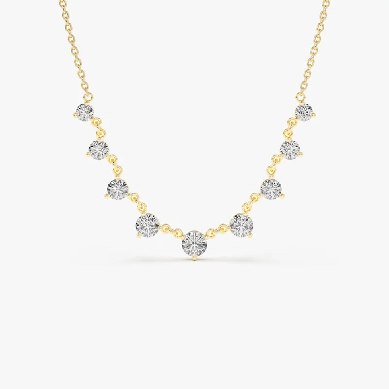 14k 1.05 ctw Solitaire Diamond Graduating Necklace