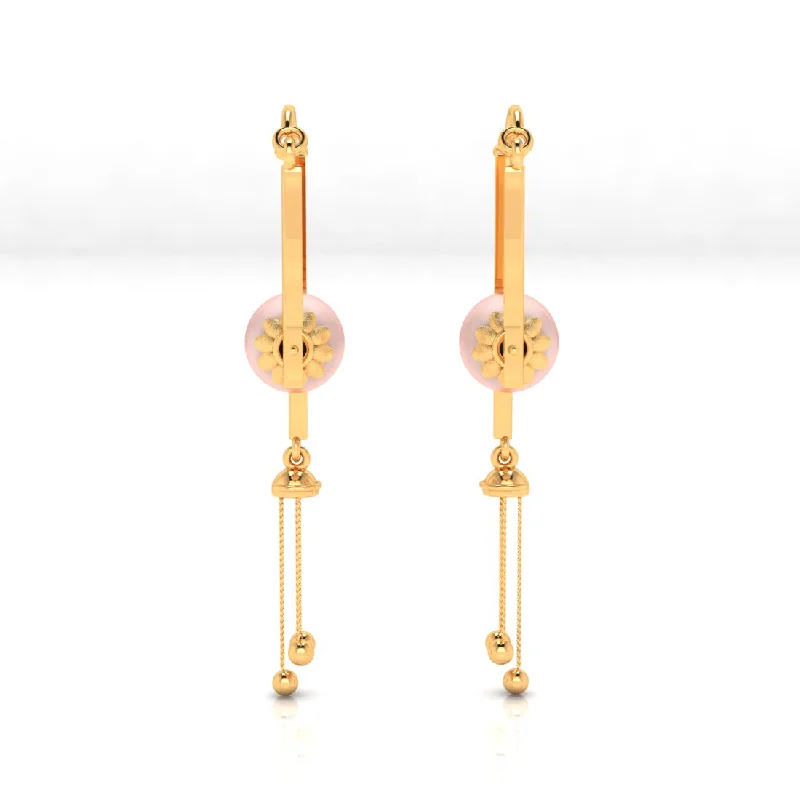 14k Beautiful Gold Dangler Earrings With Unique Design