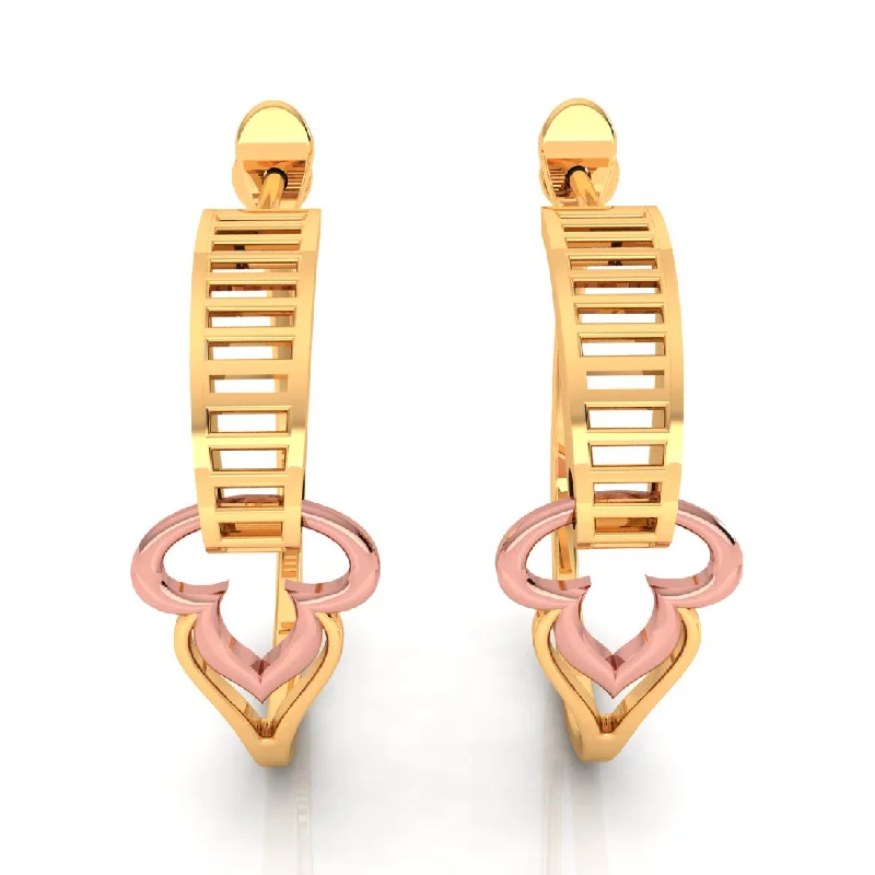 14k Beautiful Gold Earrings With A Touch Of Yellow Gold