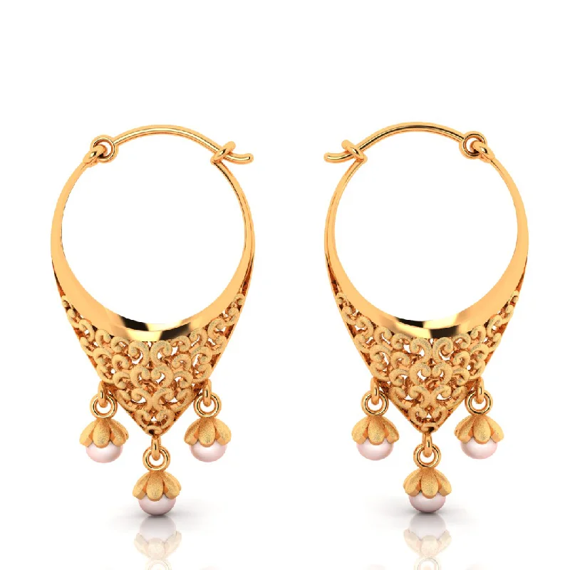 14k Beautiful Gold Earrings With Detailed Craftsmanship