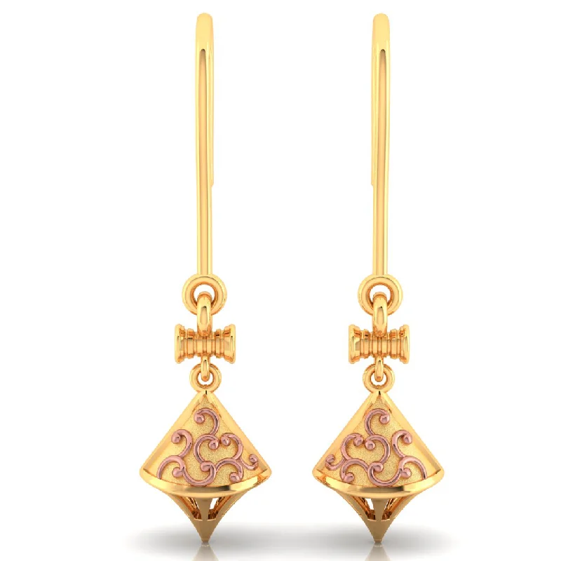 14k Beautiful Gold Earrings With Intricate Yellow Gold Work