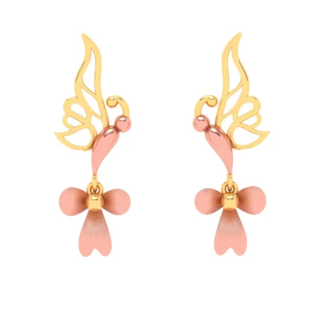 14k Bird Shaped Gold Earrings Design