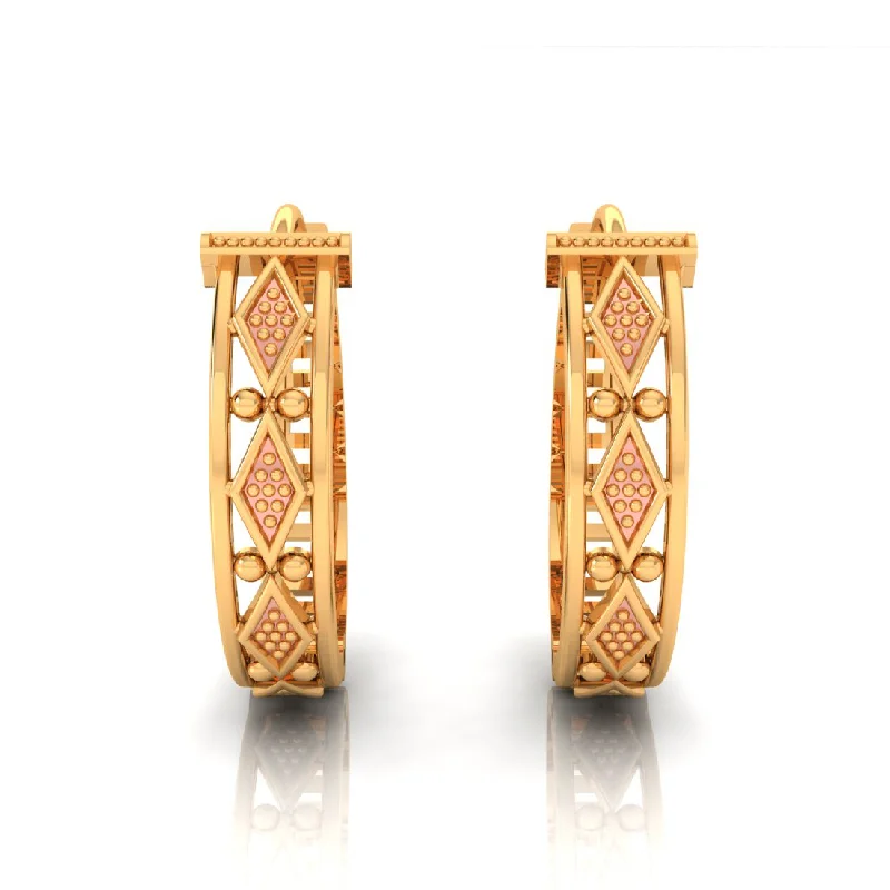 14k Circular Gold Earrings With Beautiful Design