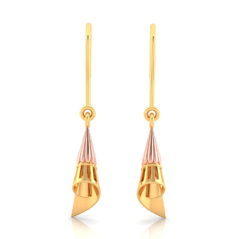 14k Conical Gold Earrings With A Yellow Gold Touch