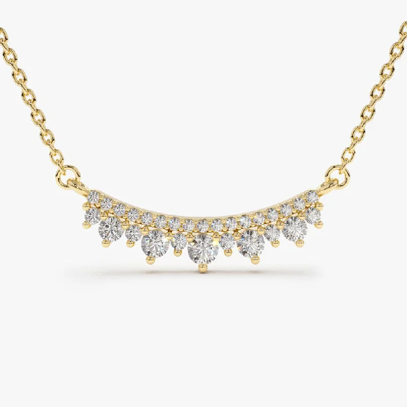 14K Gold Curved Bar Diamond Necklace