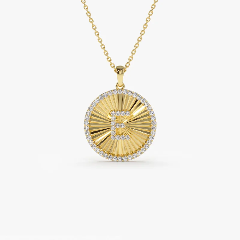 14k Diamond Initial Ballerina Disc Necklace