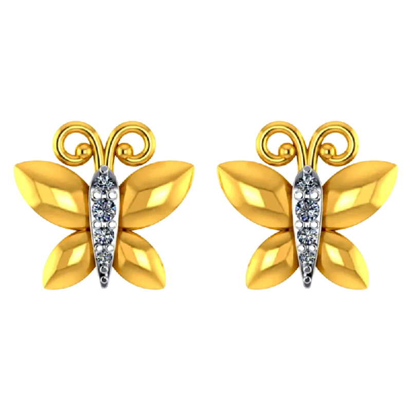 14k Elegant Butterfly Shaped Earrings With Stone Detailing