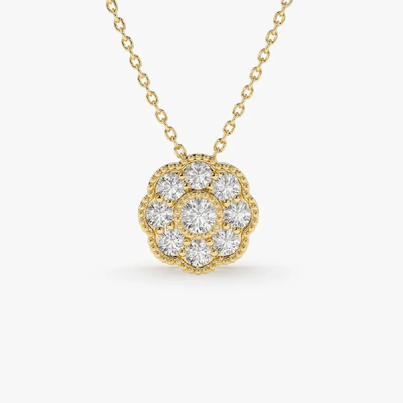 14k Floral Diamond Pendant