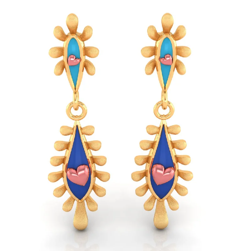 14k Gold Earrings With Connected Water Droplet Design And  Beautiful Detailing