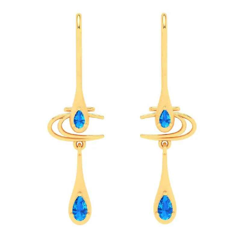 14k Gold Earrings With Elegant Blue Gems From Amazea Collection