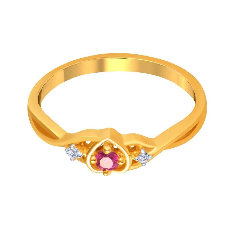 14k Gold Heart Pink And Yellow  Ring