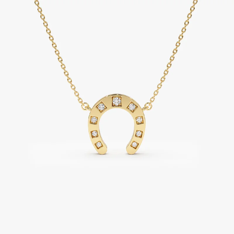 14k Good Luck Diamond Horseshoe Necklace