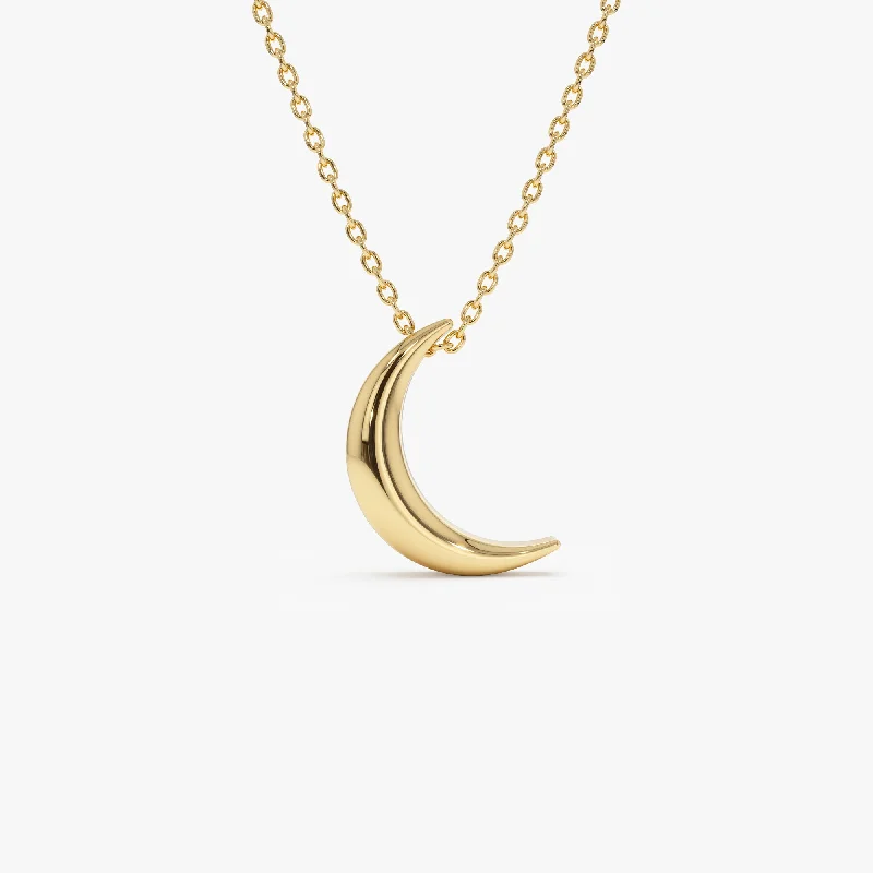 14K Half Moon Crescent Charm Necklace