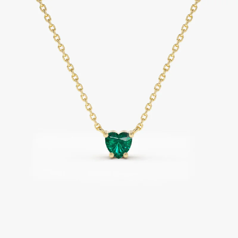 14k Heart-Shape Emerald Necklace