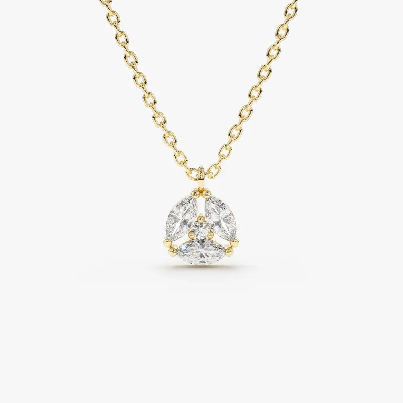 14K Marquise Diamond Cluster Necklace